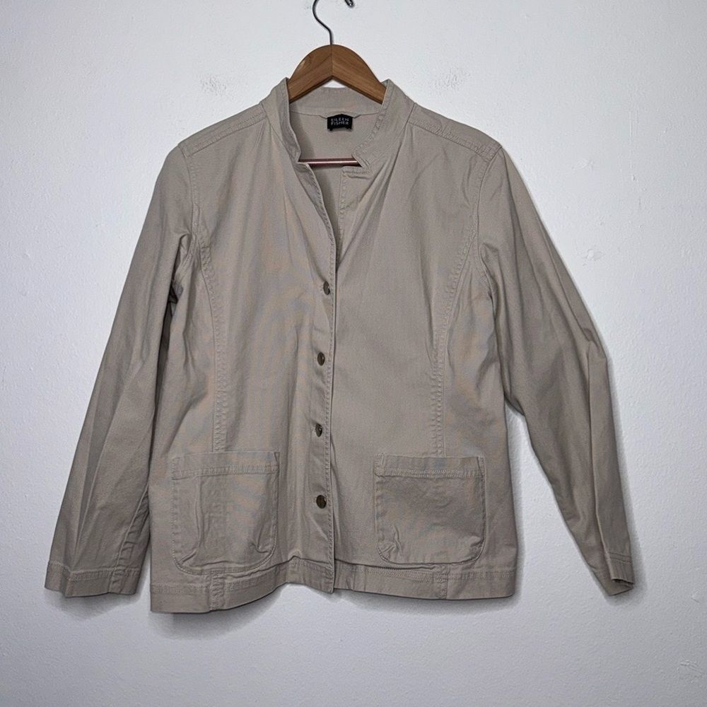 Eileen Fisher cotton stretch casual jacket Womens Size Large